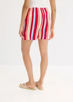 bonprix bonprix Pantalón corto sin cierre de viscosa fina rojo amapola-salmón claro-blanco con rayas Outlet