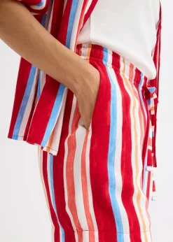 bonprix bonprix Pantalón corto sin cierre de viscosa fina rojo amapola-salmón claro-blanco con rayas Outlet