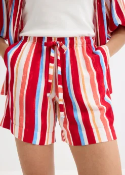 bonprix bonprix Pantalón corto sin cierre de viscosa fina rojo amapola-salmón claro-blanco con rayas Outlet