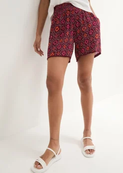 bonprix bonprix Pantalón corto sin cierre, estampado y con cintura elástica mora oscuro Outlet