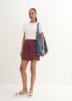 bonprix bonprix Pantalón corto sin cierre, estampado y con cintura elástica mora oscuro Outlet