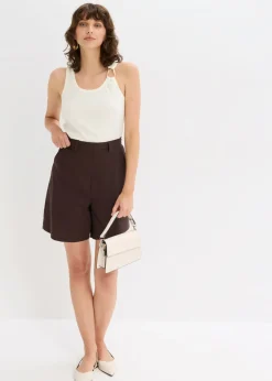 bonprix bonprix Pantalón corto tipo bermudas con pinzas Marrón oscuro Sale