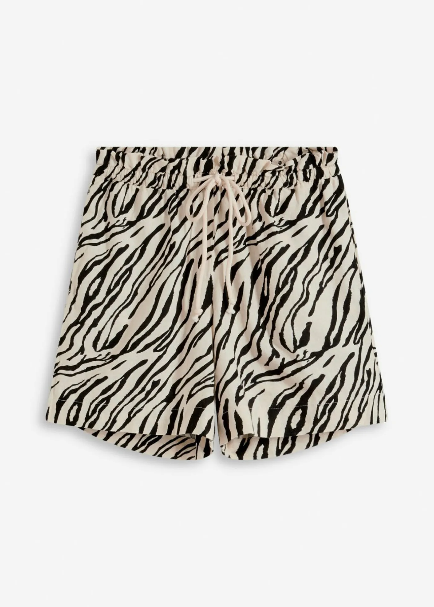 bonprix bonprix Pantalón corto tipo paperbag con cordón Crudo-negro con estampado de cebra Outlet