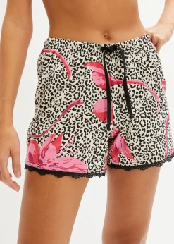 bonprix bonprix Pantalón corto (2 unidades) con encaje delicado estampado leo negro New