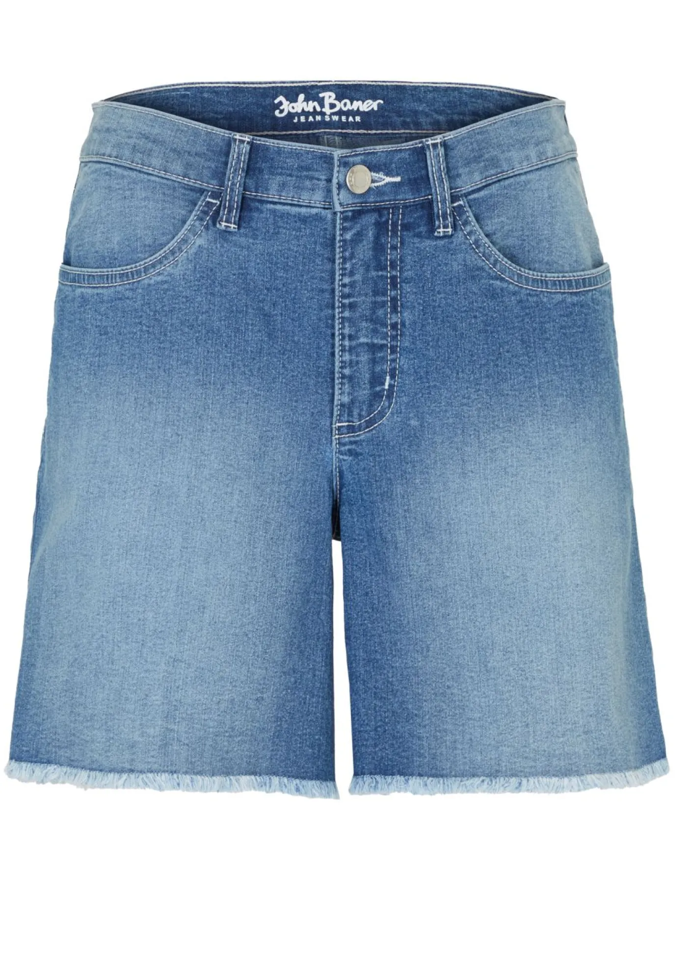 bonprix bonprix Pantalón corto vaquero con talle medio y tejido elástico azul claro denim Discount