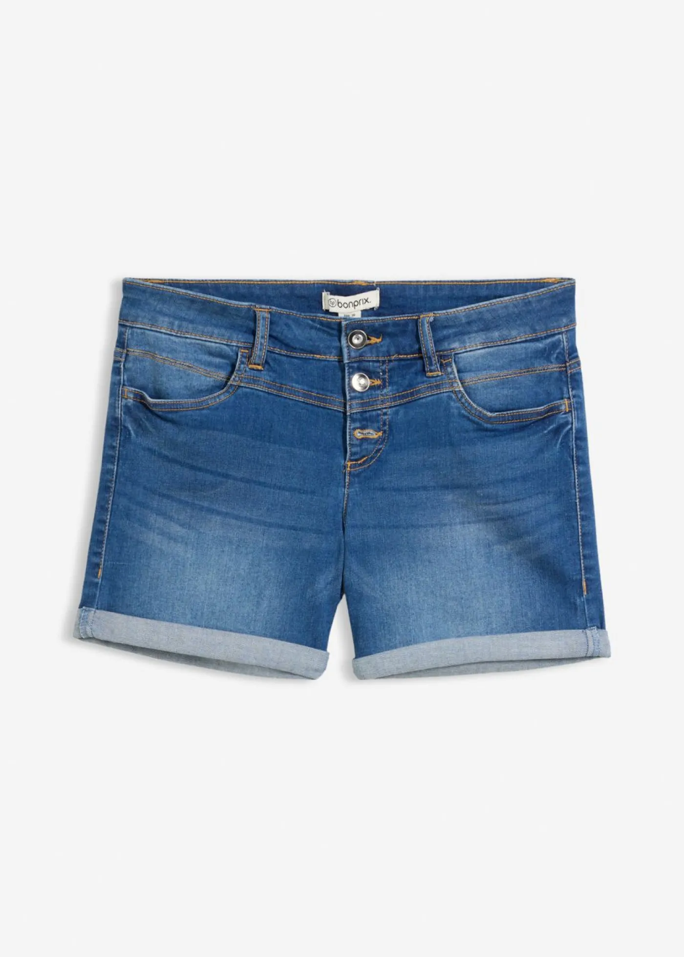 bonprix bonprix Pantalón corto vaquero con talle medio Azul vaquero desgastado