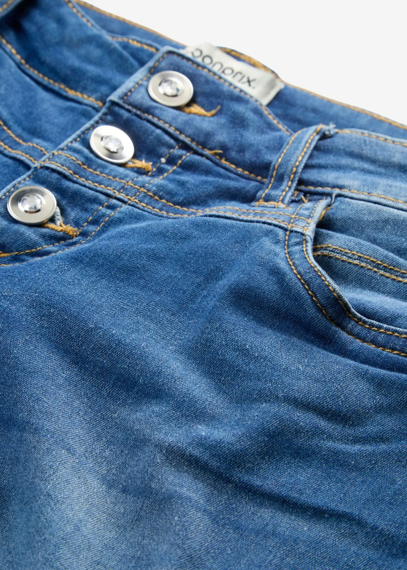 bonprix bonprix Pantalón corto vaquero con talle medio Azul vaquero desgastado