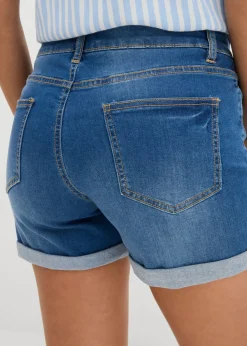 bonprix bonprix Pantalón corto vaquero con talle medio Azul vaquero desgastado