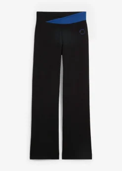 bonprix bonprix Pantalón de algodón acampanado Negro-azul genciana Best