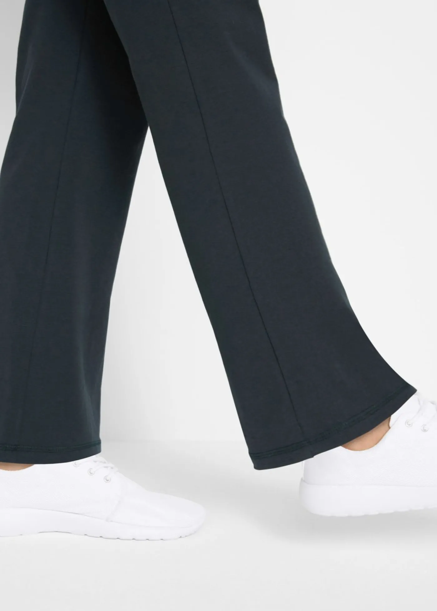 bonprix bonprix Pantalón de algodón acampanado Negro-azul genciana Best