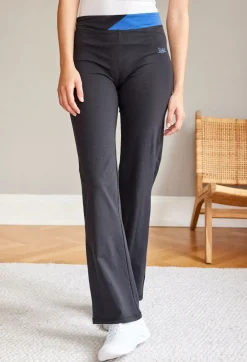 bonprix bonprix Pantalón de algodón acampanado Negro-azul genciana Best