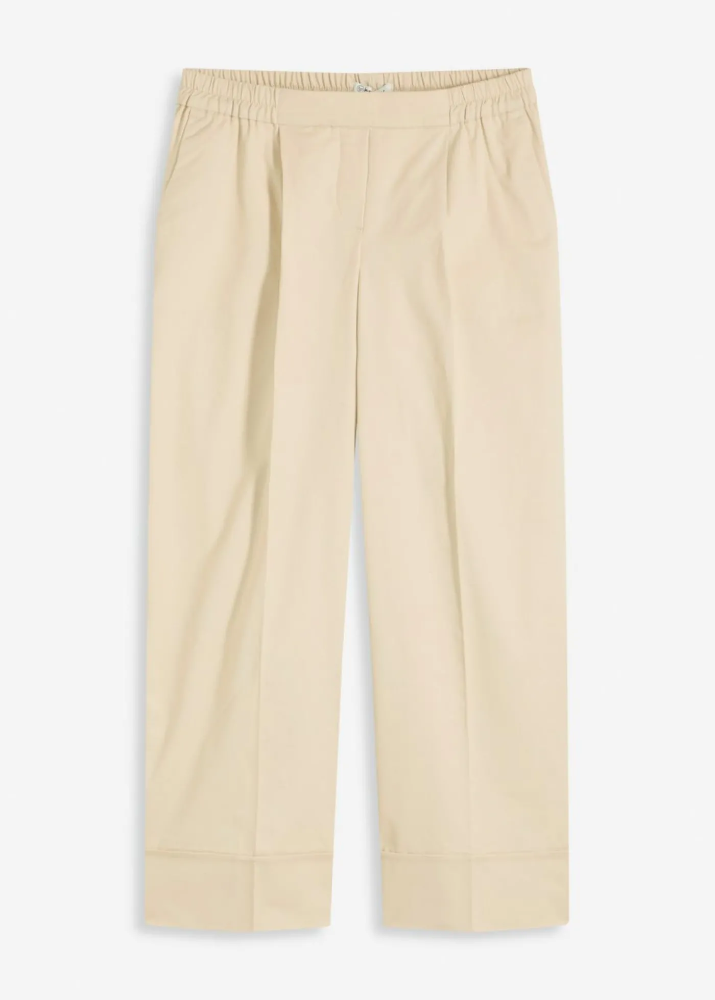 bonprix bonprix Pantalón de algodón elástico con pinzas Arena claro Clearance