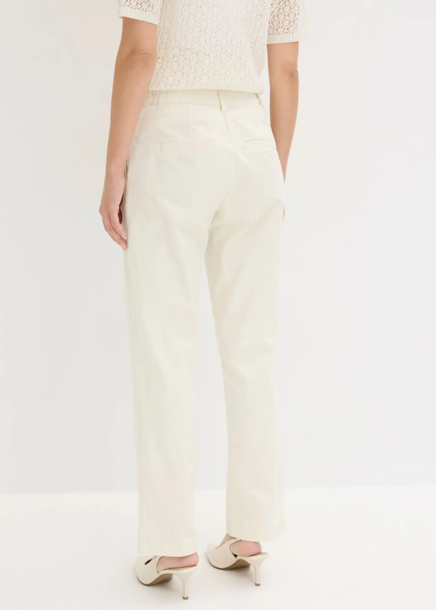 bonprix bonprix Pantalón de algodón puro Blanco lana Online