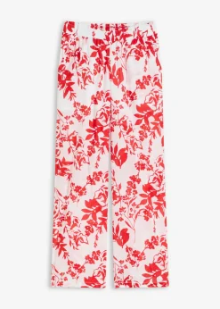 bonprix bonprix Pantalón de algodón puro blanco/rojo naranja de flores Hot