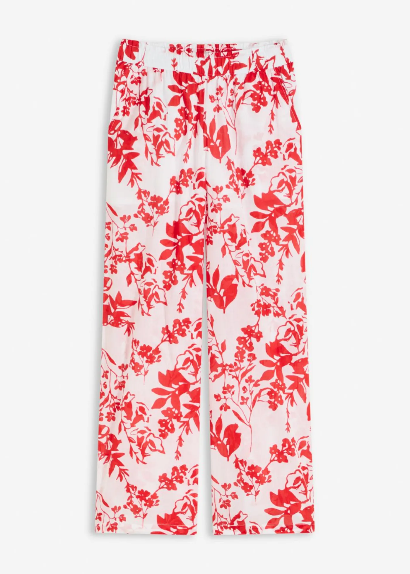 bonprix bonprix Pantalón de algodón puro blanco/rojo naranja de flores Hot