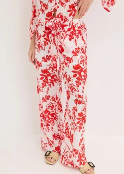 bonprix bonprix Pantalón de algodón puro blanco/rojo naranja de flores Hot