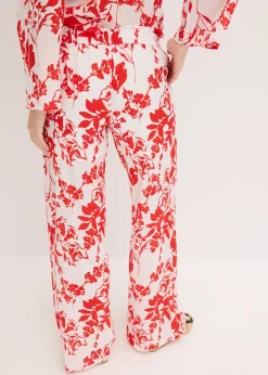 bonprix bonprix Pantalón de algodón puro blanco/rojo naranja de flores Hot