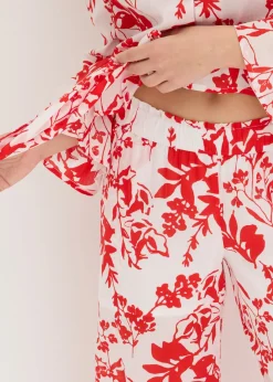 bonprix bonprix Pantalón de algodón puro blanco/rojo naranja de flores Hot
