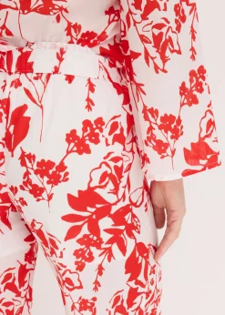 bonprix bonprix Pantalón de algodón puro blanco/rojo naranja de flores Hot