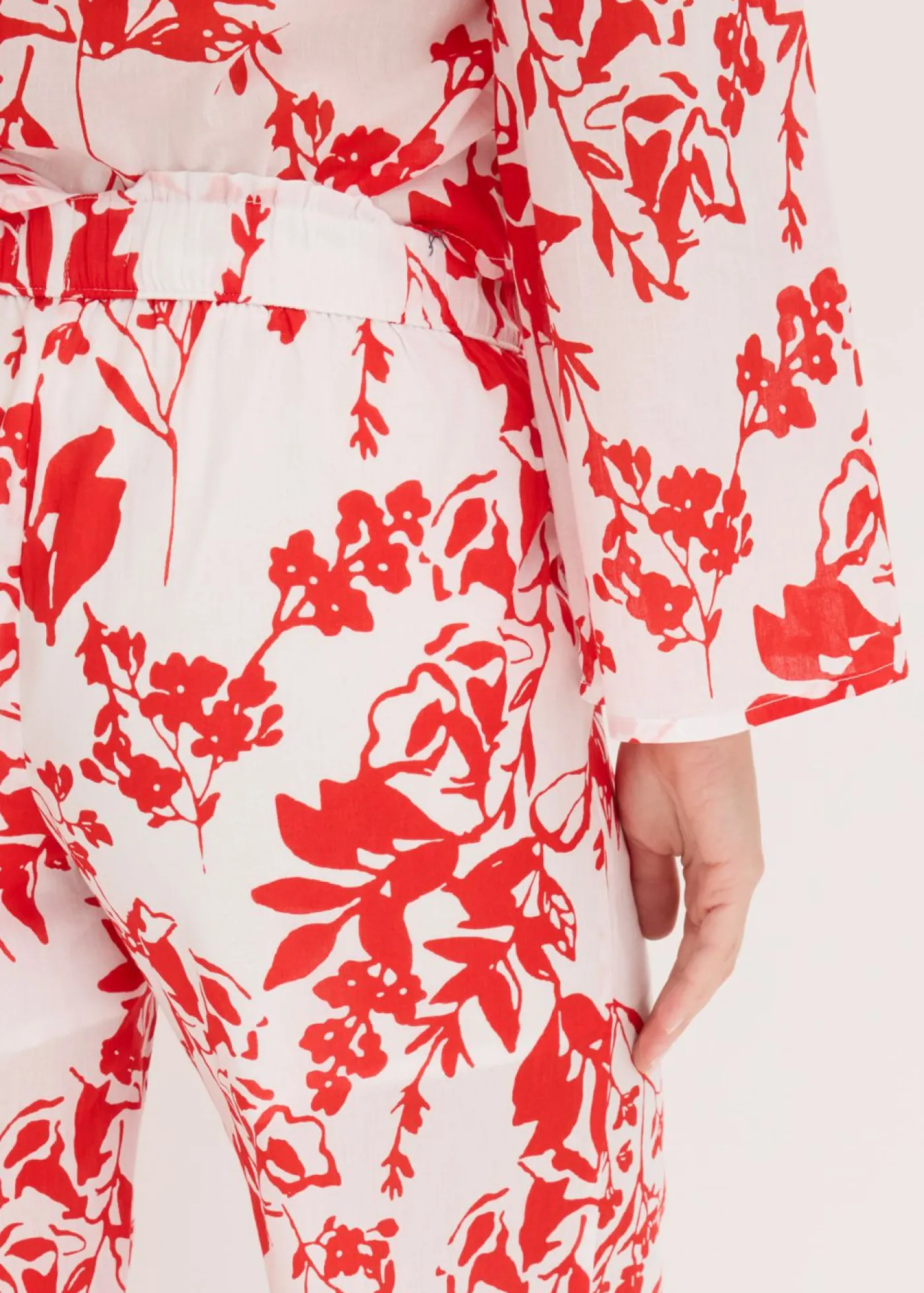 bonprix bonprix Pantalón de algodón puro blanco/rojo naranja de flores Hot