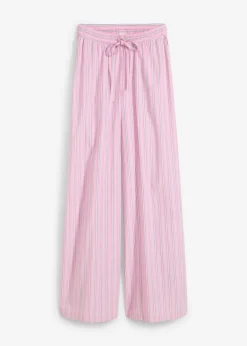 bonprix bonprix Pantalón de algodón puro rosa/blanco con rayas Sale