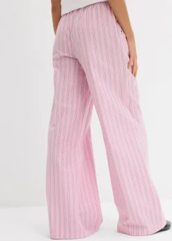 bonprix bonprix Pantalón de algodón puro rosa/blanco con rayas Sale