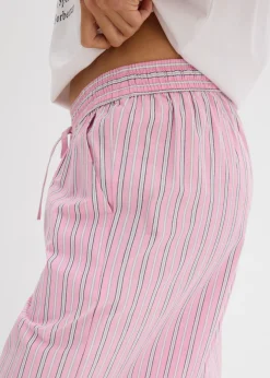 bonprix bonprix Pantalón de algodón puro rosa/blanco con rayas Sale