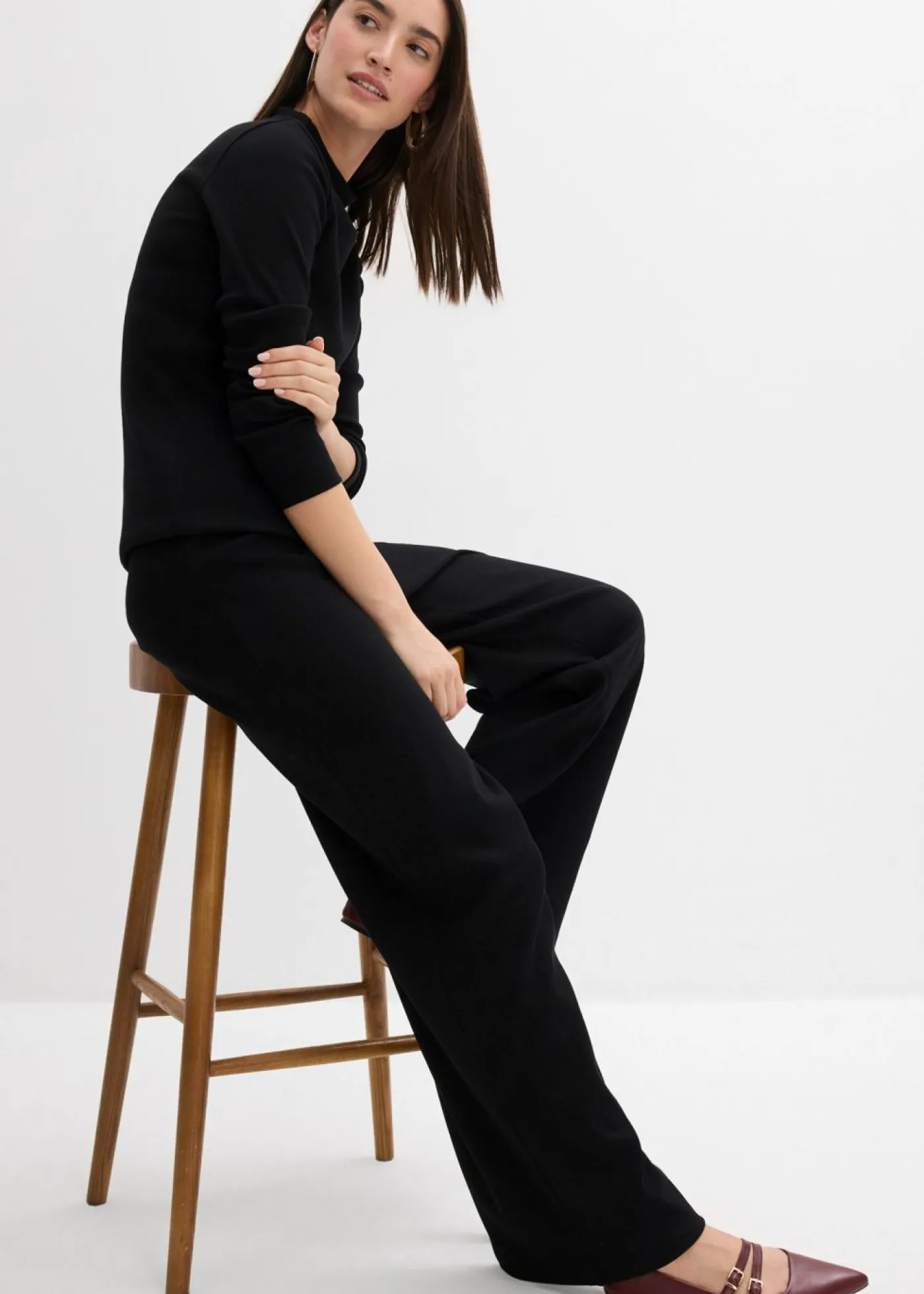 bonprix bonprix Pantalón de canalé Negro New