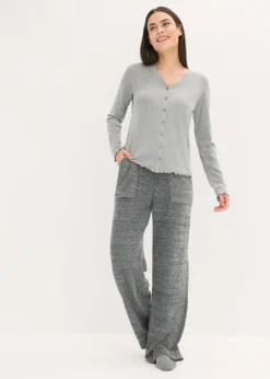 bonprix bonprix Pantalón de chenilla de suave gris jaspeado moteado Online