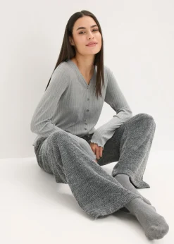 bonprix bonprix Pantalón de chenilla de suave gris jaspeado moteado Online