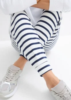 bonprix bonprix Pantalón de chándal Blanco lana-azul marino con rayas Best
