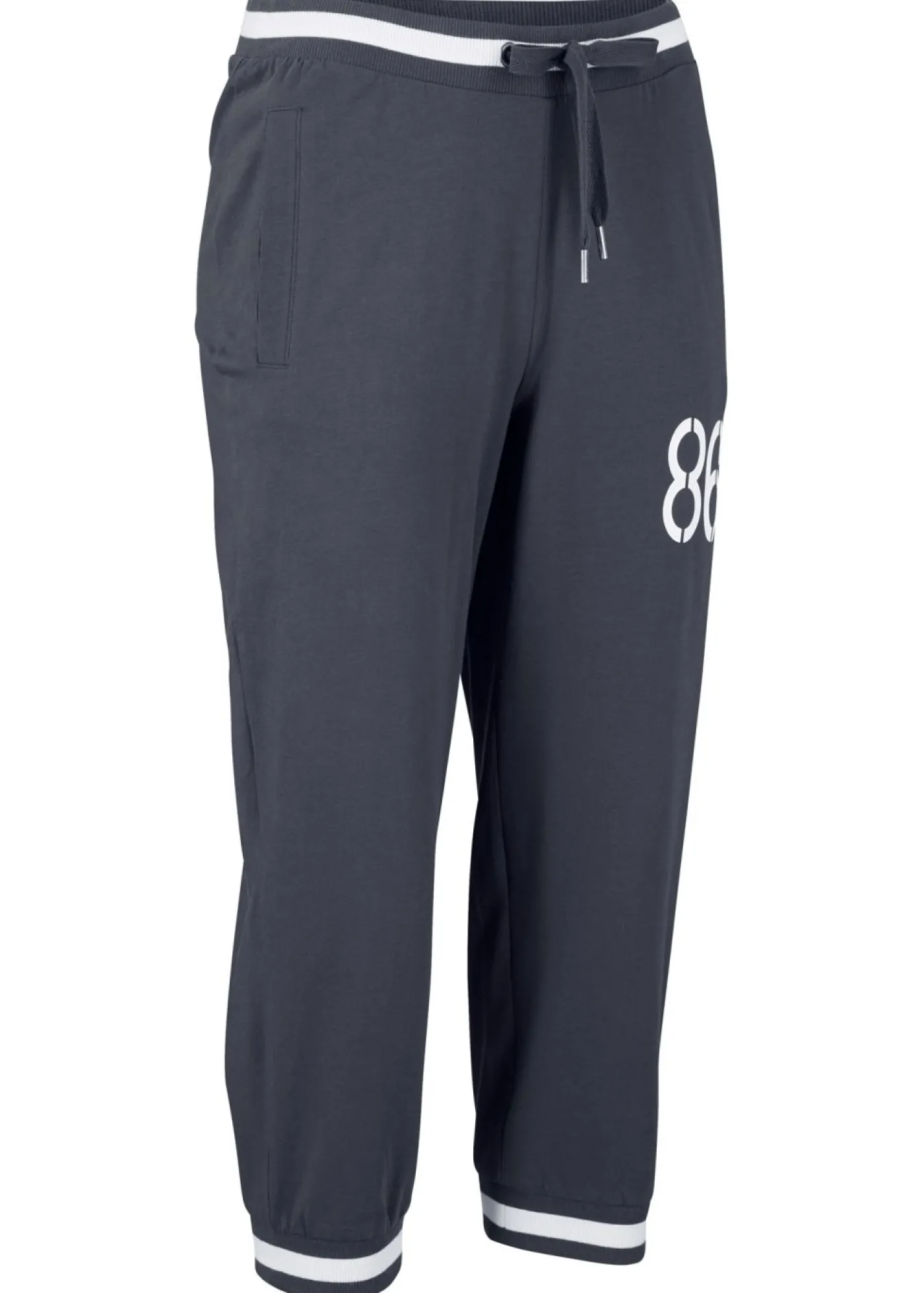 bonprix bonprix Pantalón de chándal 3/4 de mezcla de algodón Azul oscuro estampado New