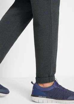 bonprix bonprix Pantalón de chándal con cintura cómoda Negro jaspeado Sale