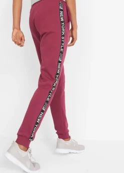 bonprix bonprix Pantalón de chándal con estampado Rojo azalea Clearance
