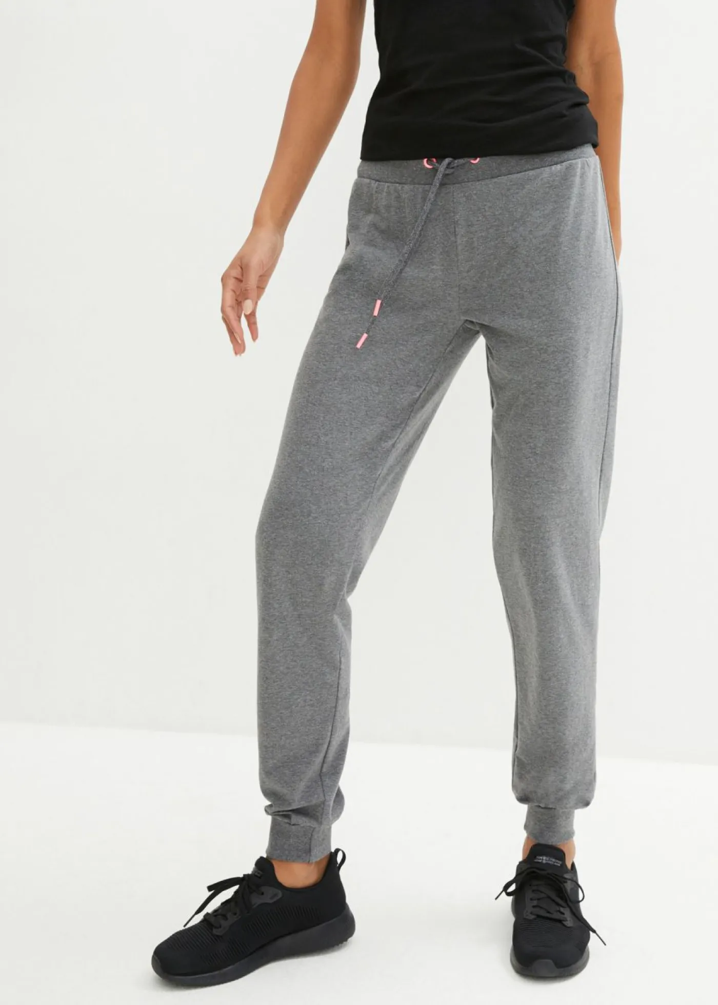 bonprix bonprix Pantalón de chándal con puños gris moteado / rosa neón moteado Clearance