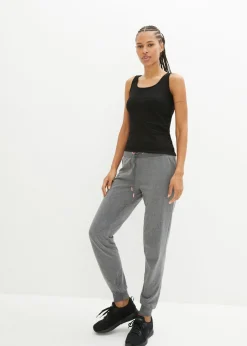 bonprix bonprix Pantalón de chándal con puños gris moteado / rosa neón moteado Clearance