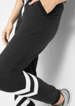 bonprix bonprix Pantalón de chándal con rayas negro con rayas Online