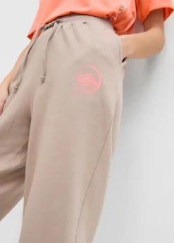 bonprix bonprix Pantalón de chándal de algodón puro marrón grisáceo-salmón Discount