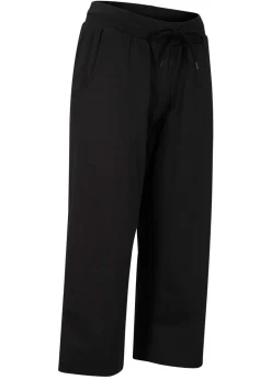 bonprix bonprix Pantalón de chándal de algodón orgánico hasta la pantorrilla Negro Hot
