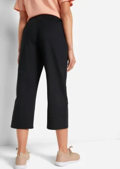 bonprix bonprix Pantalón de chándal de algodón orgánico hasta la pantorrilla Negro Hot