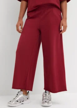 bonprix bonprix Pantalón de chándal de algodón orgánico con largo capri Ciruela Outlet