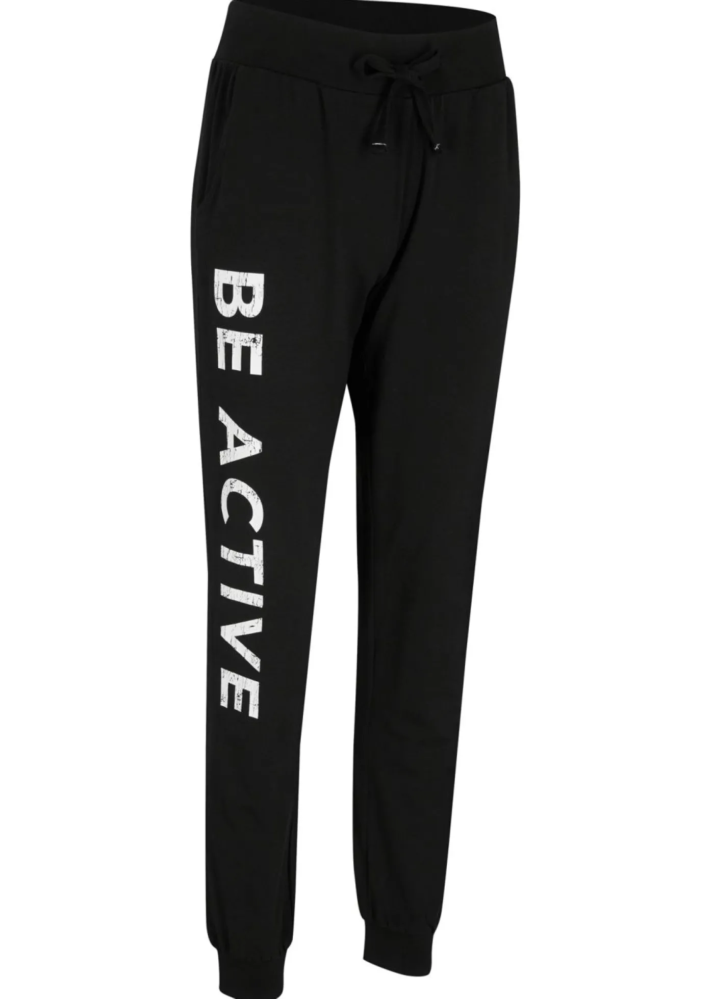 bonprix bonprix Pantalón de chándal de algodón con estampado y corte holgado Negro-blanco estampado Online