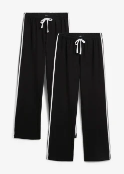 bonprix bonprix Pantalón de chándal de algodón puro (2 unidades) negro con rayas