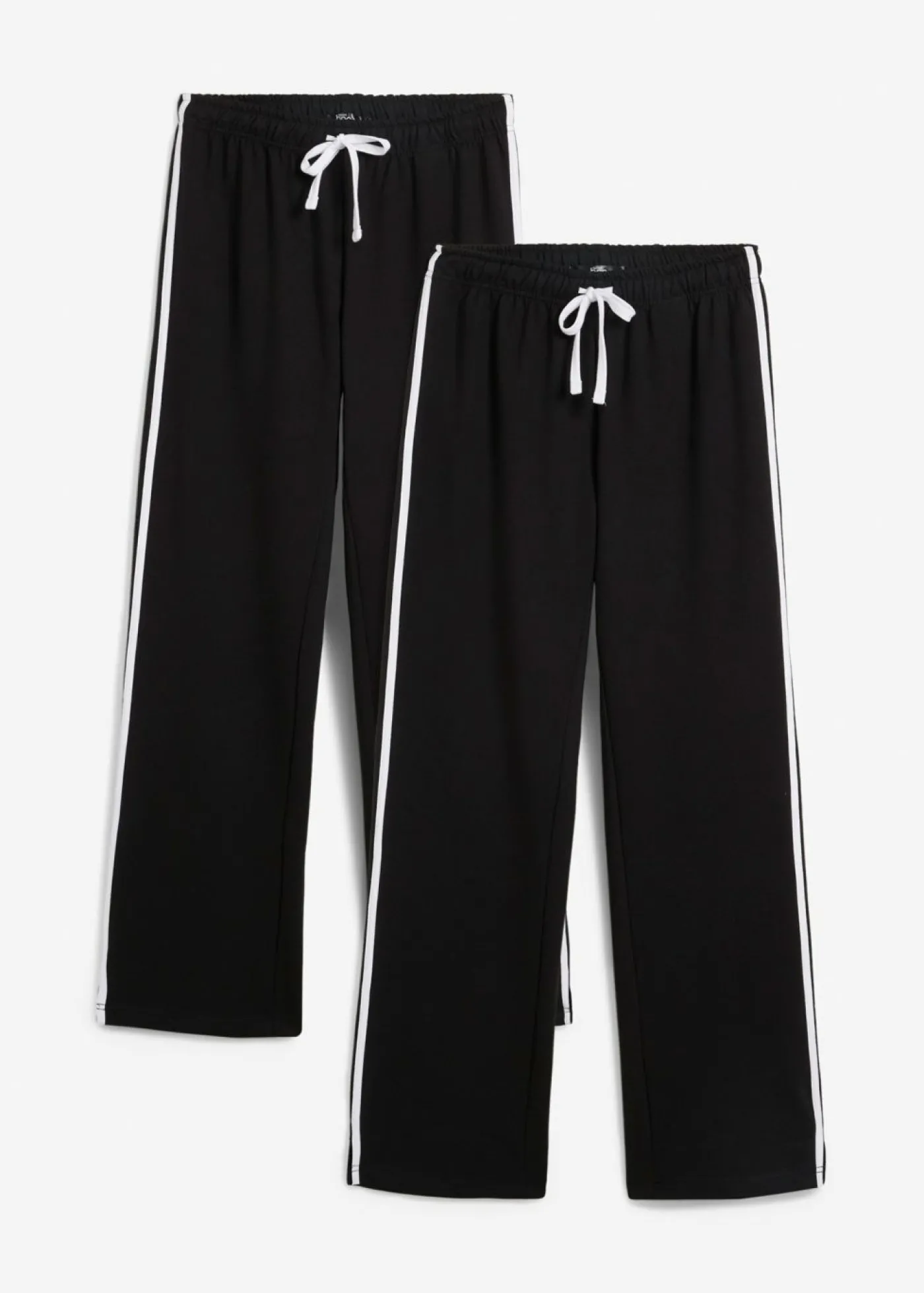 bonprix bonprix Pantalón de chándal de algodón puro (2 unidades) negro con rayas