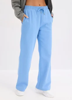 bonprix bonprix Pantalón de chándal de algodón orgánico puro con cintura alta azul provenzal Clearance