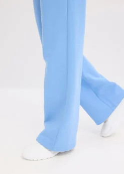 bonprix bonprix Pantalón de chándal de algodón orgánico puro con cintura alta azul provenzal Clearance