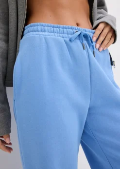 bonprix bonprix Pantalón de chándal de algodón orgánico puro con cintura alta azul provenzal Clearance