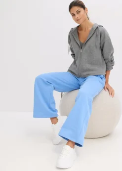 bonprix bonprix Pantalón de chándal de algodón orgánico puro con cintura alta azul provenzal Clearance