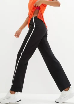bonprix bonprix Pantalón de chándal de algodón puro negro con rayas New