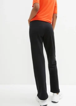 bonprix bonprix Pantalón de chándal de algodón puro negro con rayas New